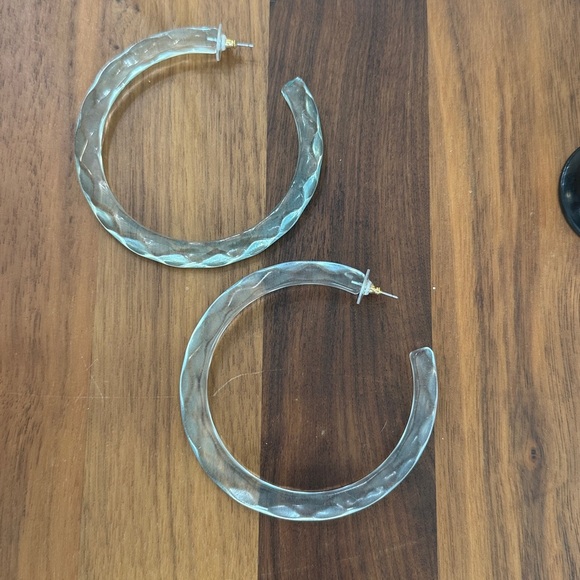 BaubleBar Light Ice Blue Acrylic Large Hoop Earrings - Picture 3 of 6